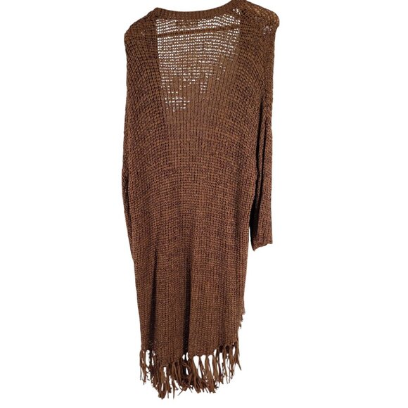 Boho Fringe Open-Knit Duster Cardigan – One Size - Picture 6 of 10